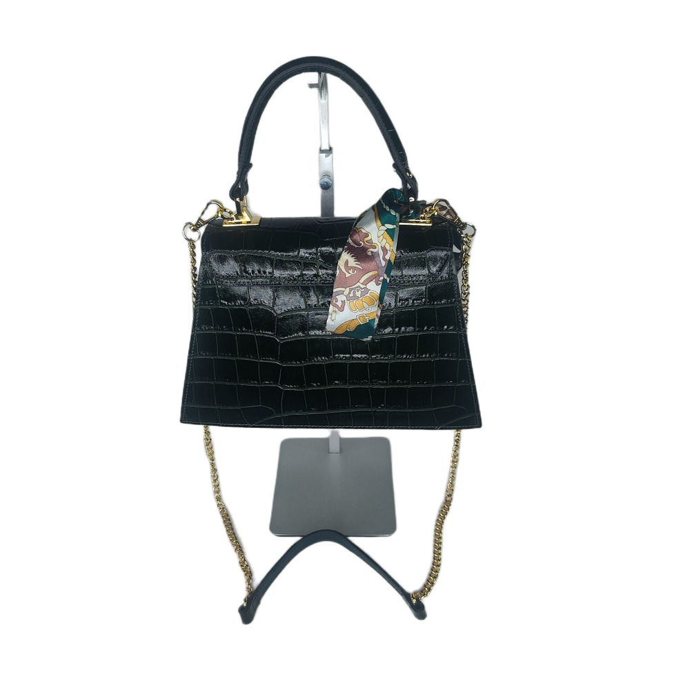Charlie Leather Teresa Emerald Green Croc Print Small Handbag/Crossbody Bag-NWT - Picture 2 of 13